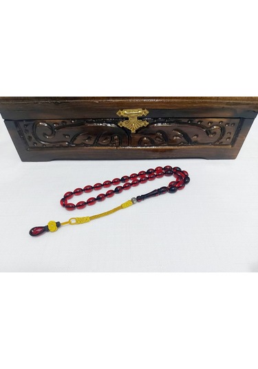 Trabzon El Örmesi Bakır Kazaz Püskül Sıkma Kehribar Tesbih.6x9