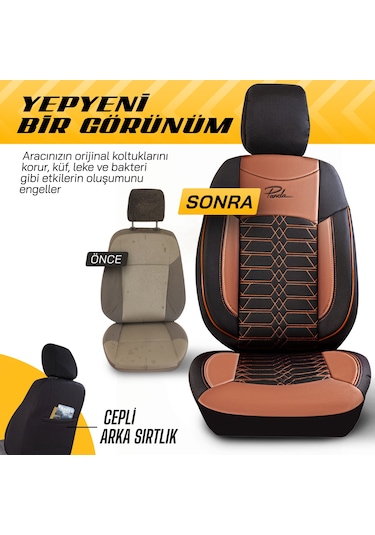 Panda Proline Serisi Jakar Kumaş Ticari Oto Koltuk Kılıfı Siyah -