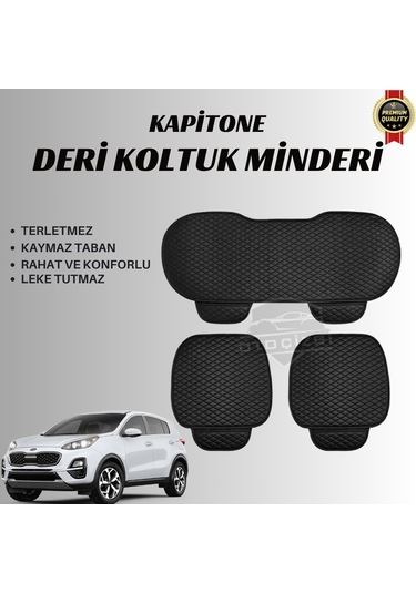 Kia Sportage 2021 Uyumlu Deri Kapitone Koltuk Minderi Koruma Kılıfı 3 Lü Set