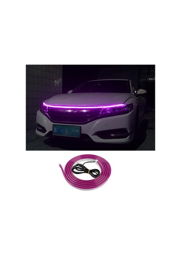 1.8m Araba Kaputu Esnek Dekoratif Işık Şeridi 1000lm Pvc Silikon Su Geçirmez Drl Işık Şeridi - Mor