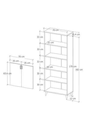 İnci 2 Kapaklı Kitaplık