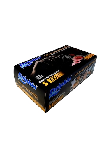 Dolphin Pudrasız Nitril Siyah Muayene Eldiveni 100'lü