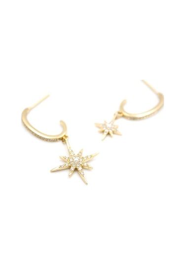 Kutup Yıldızı Küpe - Altın Çok Renkli