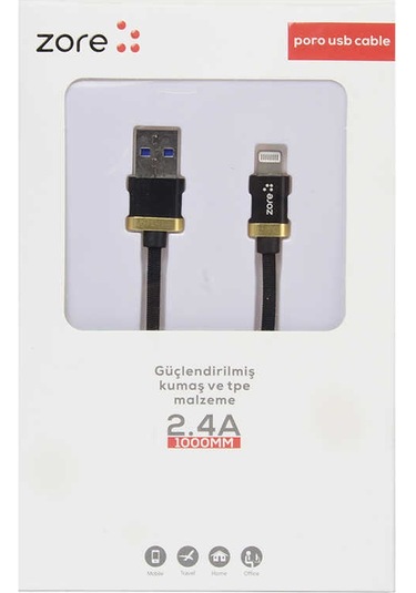 Teknocep Siyah Poro Lightning Usb Kablo 1m