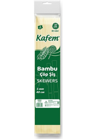 Kafem Bambu Çöp Şiş 40 cm 5 mm 25 Li X 10 Paket