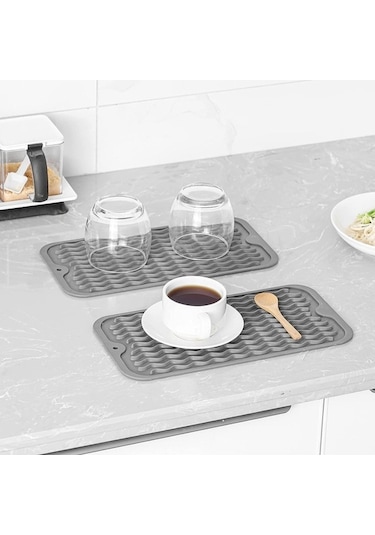 Ulzyvf Silikon Mutfak Matı, Mat Kurutma İçin Gri-a Gri Çok Bulaşık Amaçlı Yw Gri