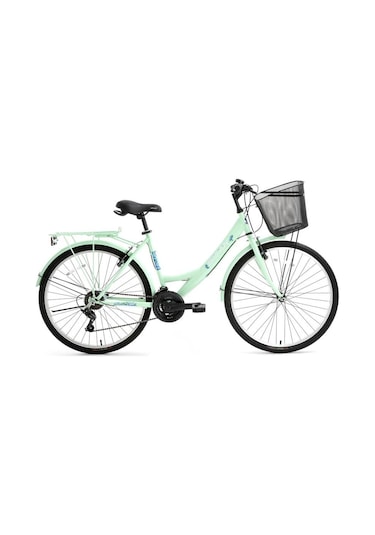 Bisan Lotus Kadın Şehir Bisikleti 34cm V 24 Jant 21 Vites Mint Yeşil Beyaz Yeşil