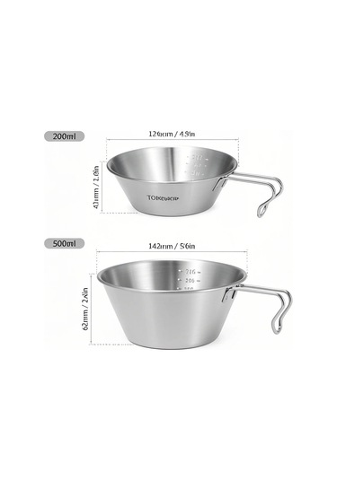 Ranyeek Tomshoo Paslanmaz Çelik Kayak Kasesi Sabit Saplı 500ml - Isıya Dayanıklı Yemek/türkiye Kası Çok Renkli