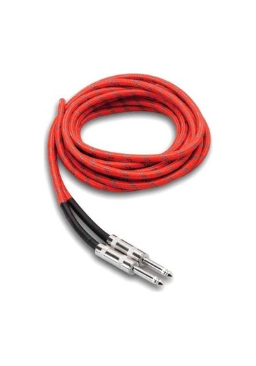 3gt18c3 Kumaş Gitar Kablosu Kırmızı/yeşil 1/4" Ts - 1/4" Ts