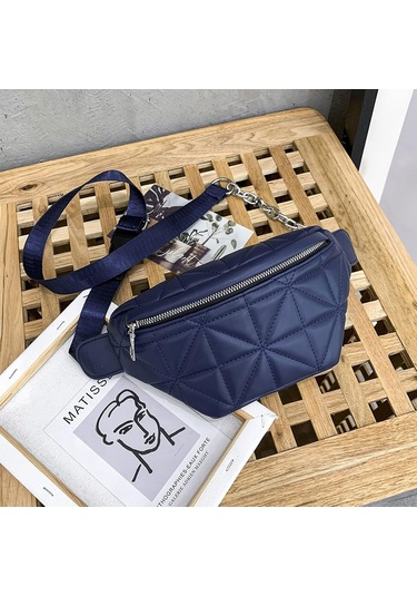 Bel Çantası Moda Kafes Desen Göğüs Çantası Kadın Düz Renk Zincir Fanny Bel Kemeri Kese Günlük Seyahat Çapraz Omuz Çantası Pembe