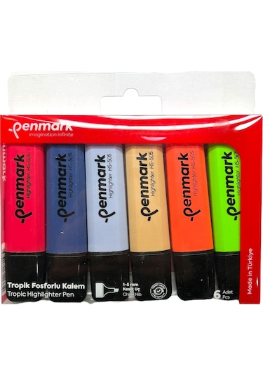 Penmark Fosforlu Kalem 6'lı Asetat Karışık Renk Tropik 86831817711334 Hs-505-6t 709705 Çok Renkli