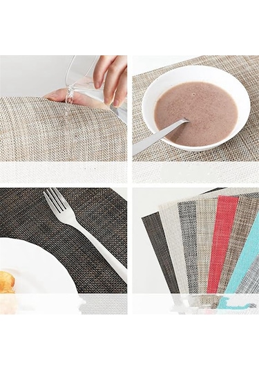 Xurunkeji Placemats 6'lı Set Yıkanabilir Silinebilir Mutfak Masası İçin Placemats Isıya Dayanıklı Kaymaz Masa Matları-e Mavi