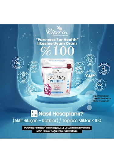 Kiperin %100 Saf Ve Doğal Yüksek Biyoaktif Çift Hidrolize Kolajen Peptitler İçeren Diyet Takviyesi 300gr