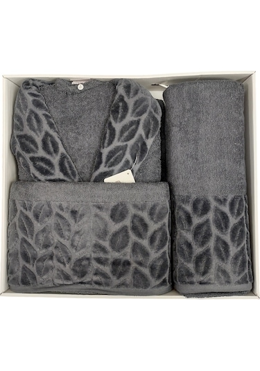 Nurpak Tek Kişilik Bornoz Seti Şalyaka-hazal Antrasit Beden Xl-xxl Anrasit