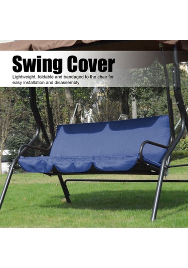 Tenfowee Mutfak Bahçe Dış Mekan 3 Koltuklu Salıncak Yastık Kılıfı, 190t Poliester Taffeta, Su Geçirmez, Dayanıklı, 150x50x10cm, Mavi