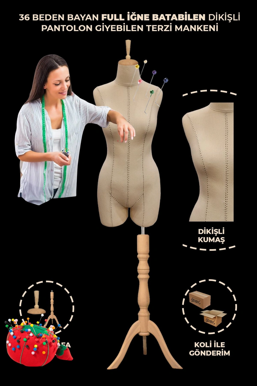36 Beden Yüksek Kalite Özel Punto Dikişli Iğne Batabilen Pantolon Giyebilen Terzi Mankeni Pop-01 9051