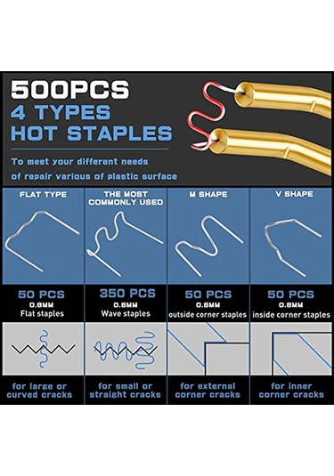Plastik Zımba Kaynak Tabancası Termal Zımba Pvc Tamir Makinesi Plastik 500 Pcs