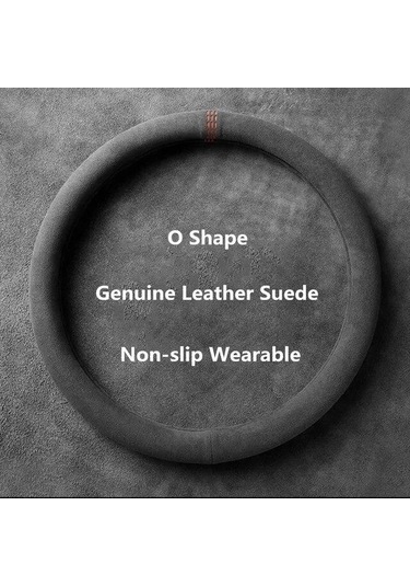 Novahub Kırmızı İnek Derisi Direksiyon Kapakları, 37-38cm, Süet Kılıf, Nefes Alabilir, D Shape, Araba Aksesuarları Kırmızı