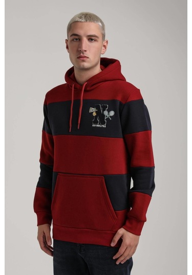 Kapüşonlu Bordo Slim Fit Full-zip Sweatshirt 24fwm64077 Bordo