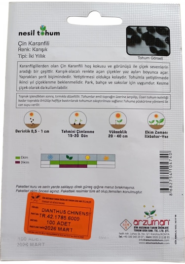 Nesil Tohum Çin Karanfili Tohumu 100 Adet