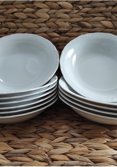 Porland Porselen Anadolu Beyazı 19 Cm Büyük 12 Adet Çukur Tabak