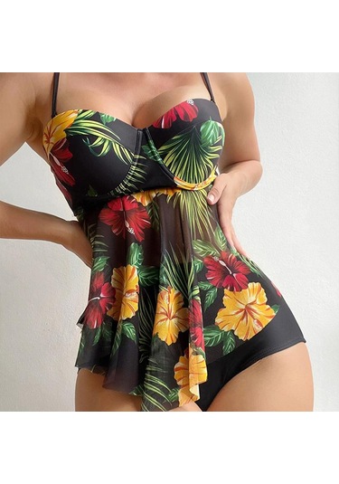 Kadın Tasarımcı Bikini Kadınlar İçin İki Adet Set Yüksek Bel Mayo Zayıflama Mayo Kadın Push Up Vintage Beachwear Siyah