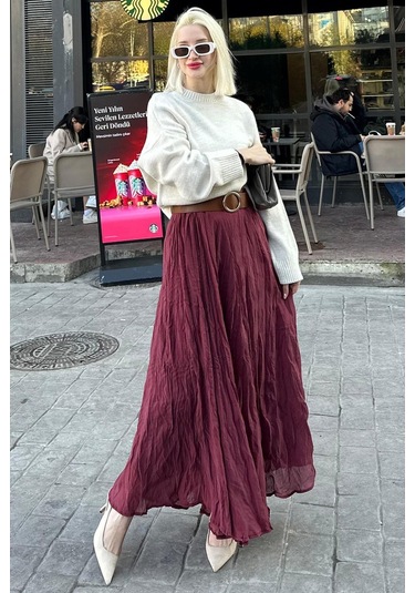 Ekru Bisiklet Yaka Oversize Triko Kazak Mg1972 Ekru