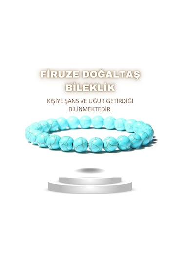 Firuze Doğal Taş Bileklik Şans 8 Mm Çok Renkli
