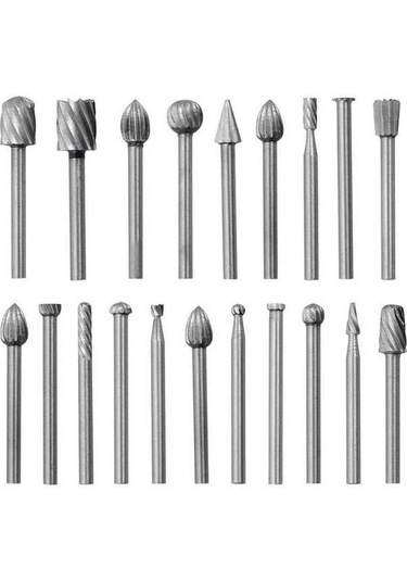 Pazly 20 Parça Karbür Döner Alet Seti - 3mm Saplı Dıy Ahşap Oyma Taşlama Aleti