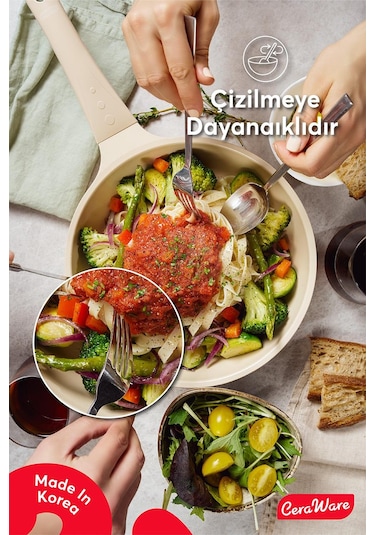 Ceraware Vetta 10 Parça Seramik Yapışmaz Tencere Tava Seti Bej