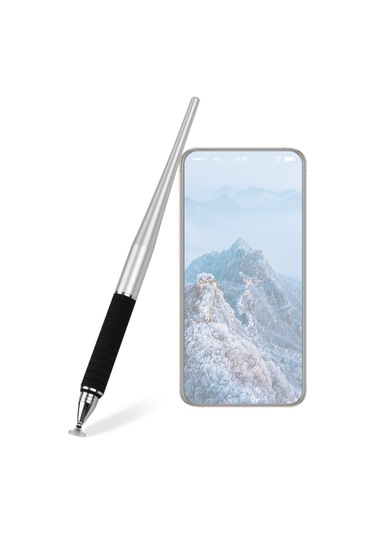 Monyee Metal Kapasitif Kalem 2'li Set Siyah+gümüş - İki Uçlu El Dokusu+sünger - Yüksek Hassasiyetli Yazma Ve Çizim İçin - 2 Adet Yerine Konulabilir Uç Takımı