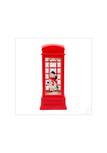 Uçuşan Simli,12,5 X 5cm Led Işıklı Telefon Kulübesi Küre-kardan Adam