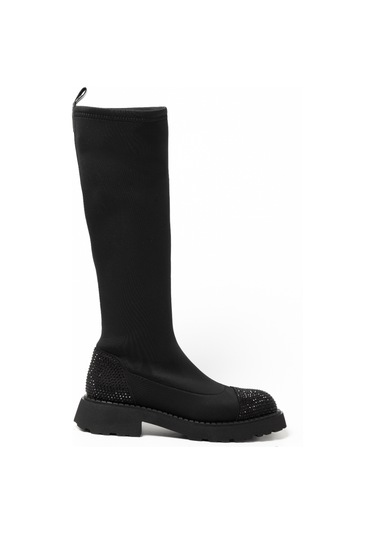 Çizme Kadın Gtn-24573 John May Siyah Strec-siyah Taş Siyah