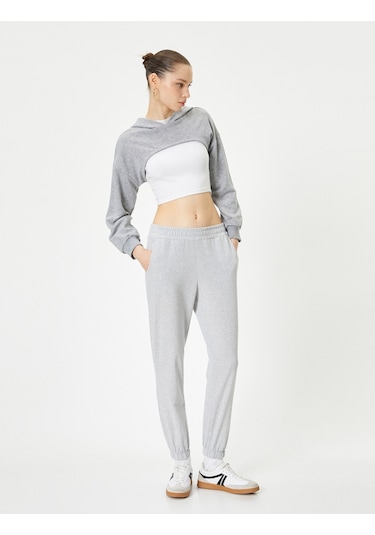 Koton Jogger Eşofman Altı Cepli Rahat Kalıp Gri 5wal40011ık Gri