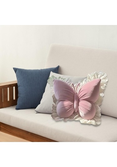 Fastbuy Suntek Kelebek Şekilli Yastık, El Sanatları Kanepe Minderi, İç Pembe Pembe