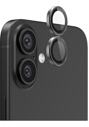 Apple Uyumlu iPhone 16 / 16 Plus Kamera Lens Koruyucu Siyah