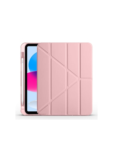 İpad 10.nesil 10.9 İnç 2022 Uyumlu Üçgen Katlanabilir Kalemlikli Standlı Akıllı Kılıf