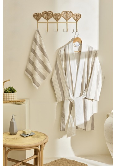 Kaşmir Home Helen Kimono Set Offwhite-bej S-m Bej
