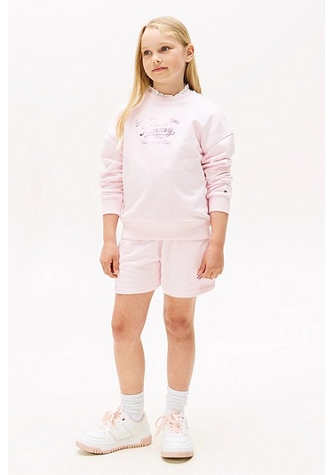 Kız Çocuk Yazı Baskılı Sweatshirt - Pembe Light Pink