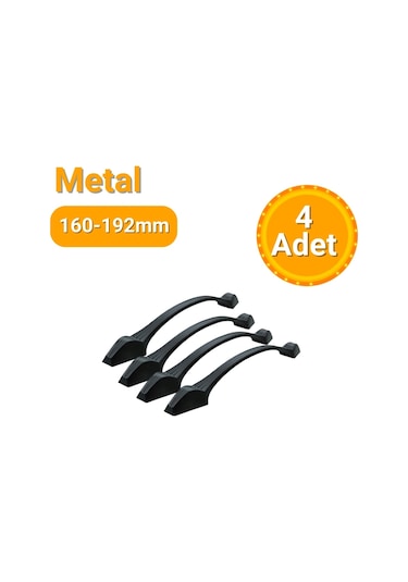4 Adet İnci Mat Siyah Metal Mobilya Kulpu 160mm - 192mm Mat Siyah