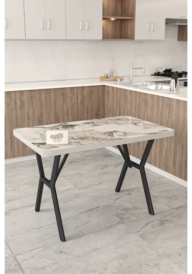 Gnr 70x110cm Sabit Efes Mutfak Masası Takımı, Yemek Masası, 4 Modern Gri Sandalye Gri