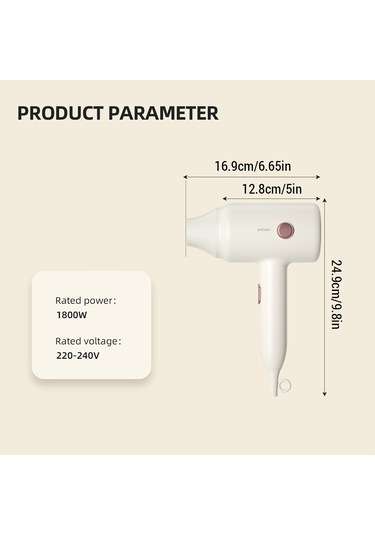 Moveevo Saç Kurutma Makinesi Yüksek Güç 1800w 3000m Negatif İyonlar Saç Kurutma Makinesi 3 Hız Ayarı Hafif Kadınlar İçin Saç