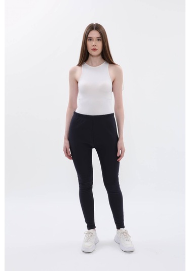 Kadın Yüksek Bel İçi Polarlı Tayt Lacivert