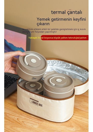 Airron Eternal Luck Paslanmaz Çelik 4 Katlı Yalıtımlı Gıda Saklama Kutusu Beyaz