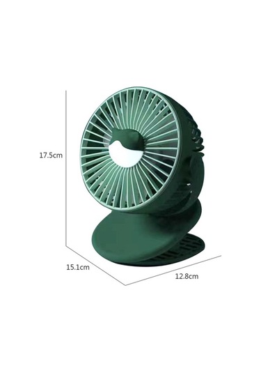 Pazly Taşınabilir Usb Fan - Mini Masa Fanı, Klip Şarjlı, 3 Hız + Gece Lambası, Yeşil Yeşil