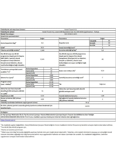 Vestel CMI 87202 G WIFI 8 KG 1000 Devir Çamaşır Makinesi
