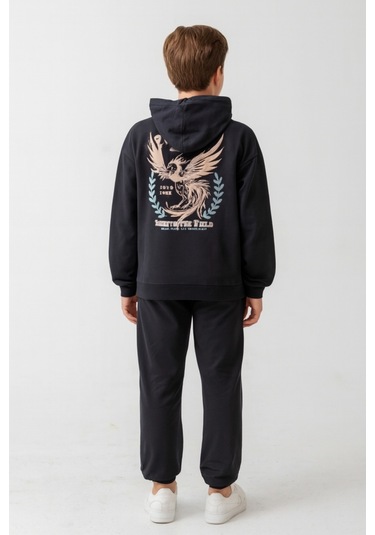 Erkek Çocuk Phoenix Sprit Baskılı Alt Üst Eşofman Takımı Ak7870 Füme
