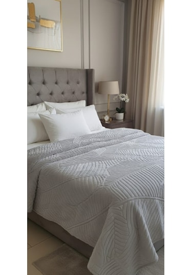 Padişah Emboss Çift Kişilik Battaniye Gri Gri