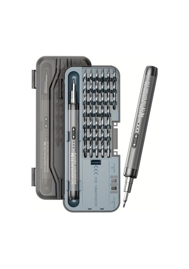 Xuweiwei Gri Blivrig 46li 1 Kablosuz Elektrikli Vidalama Seti 38 Manyetik Bit Usb Sarjli Lityum Batarya Onarim Aleti