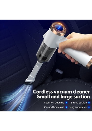 Geeroyoo Q8 El Tipi Süpürge 9000pa Güçlü Emme 120w 90 Katlanabilir Led Işıklı Kablosuz Araç/ev İkili Kullanım 4000mah Pil 120ml Kabin Beyaz